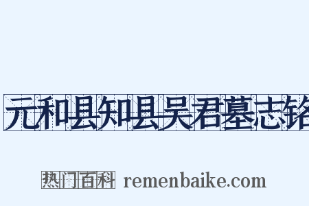 元和县知县吴君墓志铭是什么意思的图片